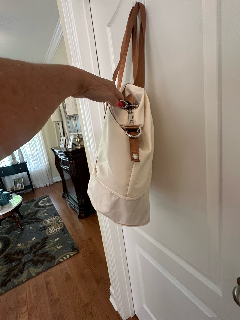 Coolife Expandable Weekender Bag  Cream with Bronze Straps - Picture 5 of 10